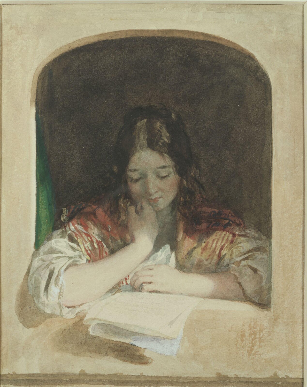 Girl reading at a window, Charles Brocky, 1825-1855