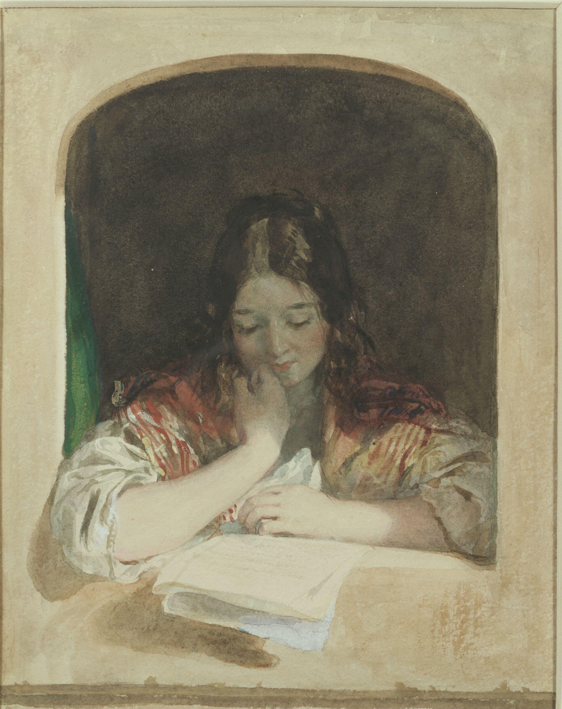 Girl reading at a window, Charles Brocky, 1825-1855