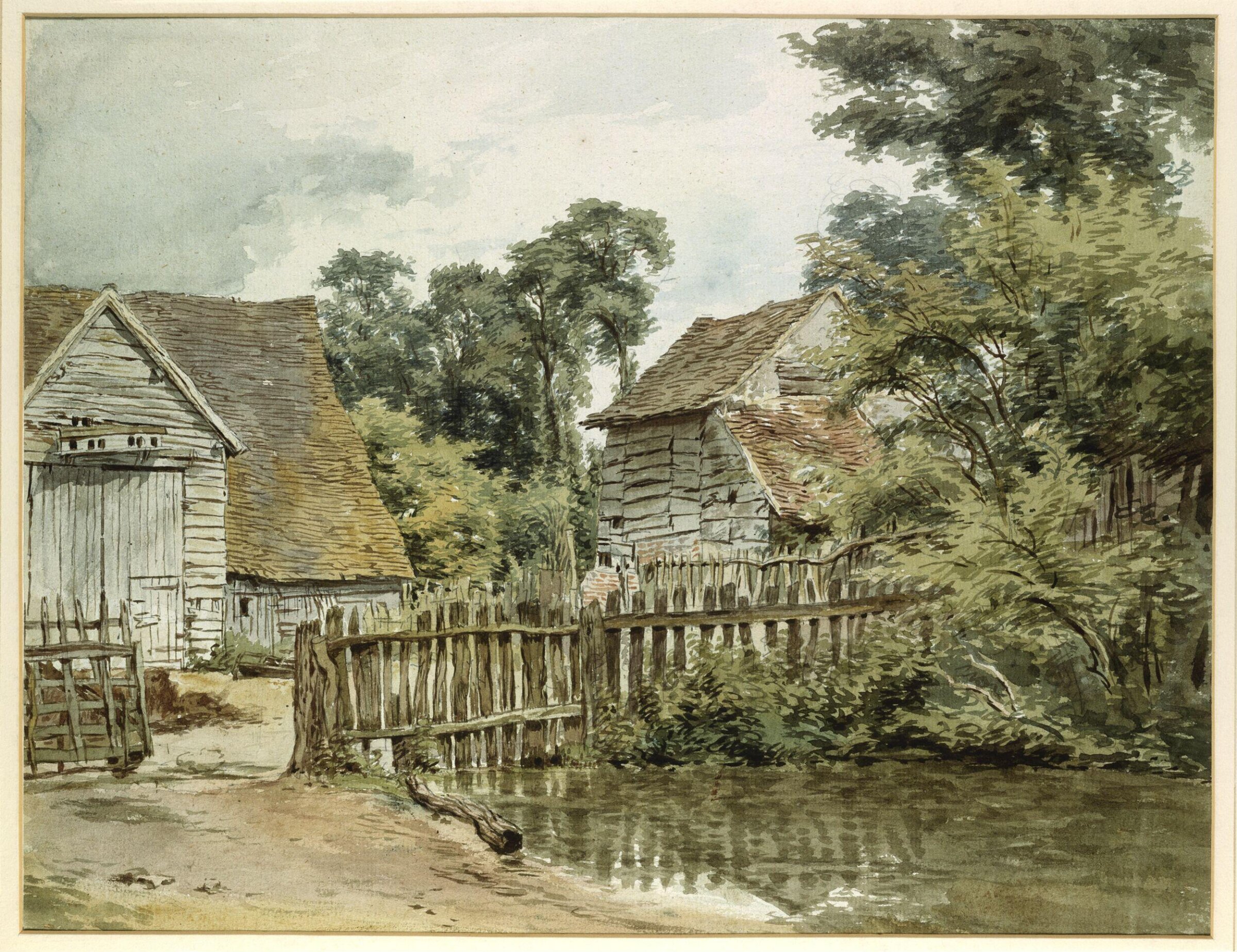 Farmyard with a pool, William Henry Hunt, ca. mid 19th century