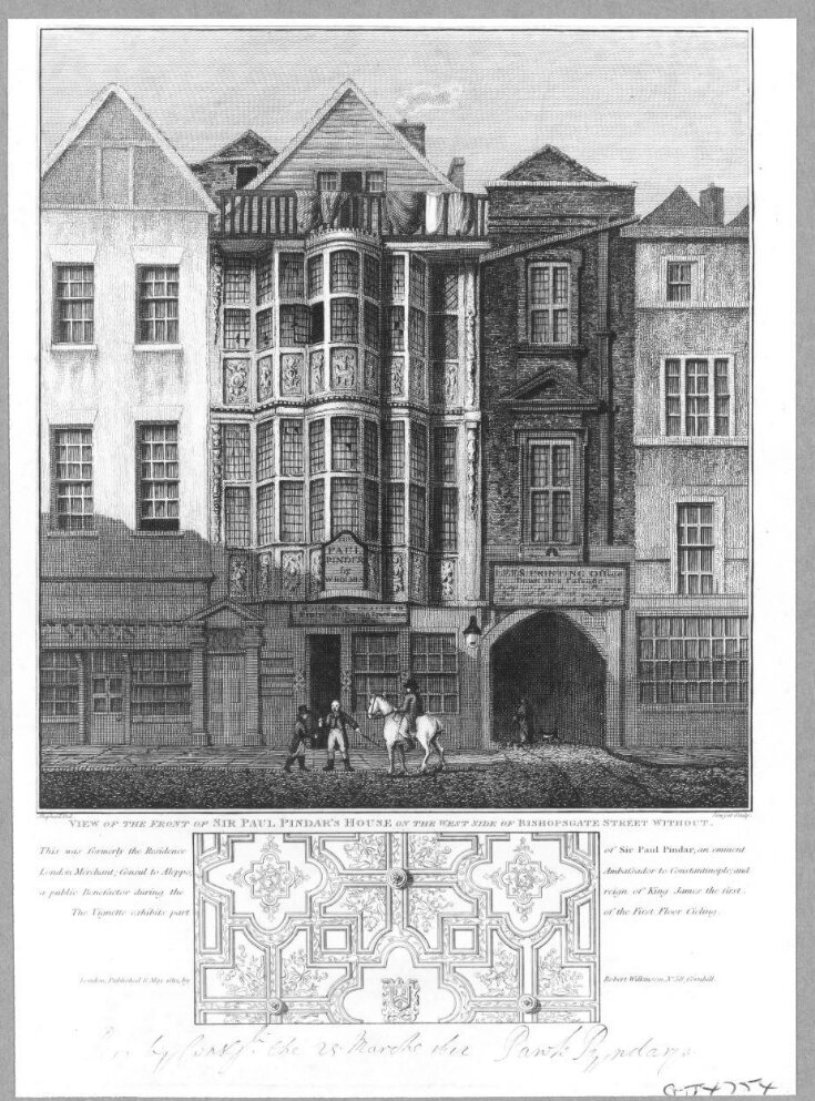 View of the Front of Sir Paul Pindar's House on the West Side of Bishopgate Street Without top image