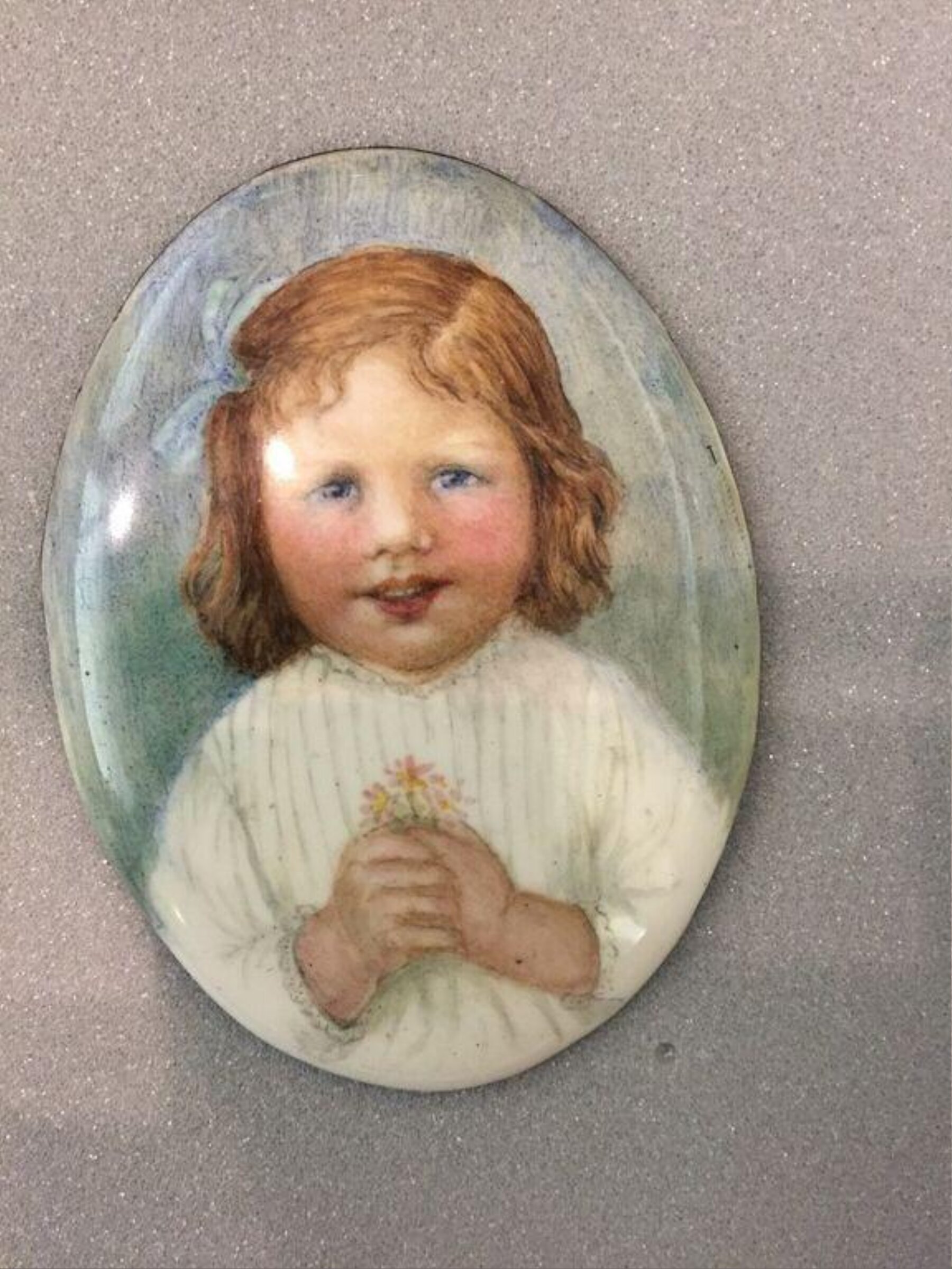 Enamel portrait miniature of a child, May Hart Partridge, ca. 1910