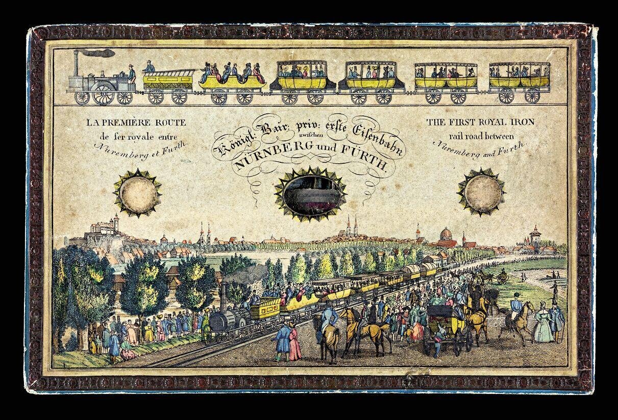 Königl. Bair: priv: erste Eisenbahn zwischen Nürnberg und Furth / La Premiere Route de fer royale entre Nuremberg et Furth / The First Royal Iron rail-road between Nuremberg and Furth