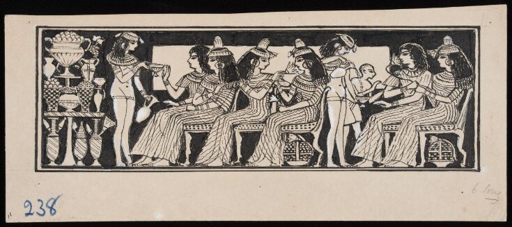 Design for the upper and lower panels of the frontispiece to "Egyptian Ceramic Art: The MacGregor Collection" top image