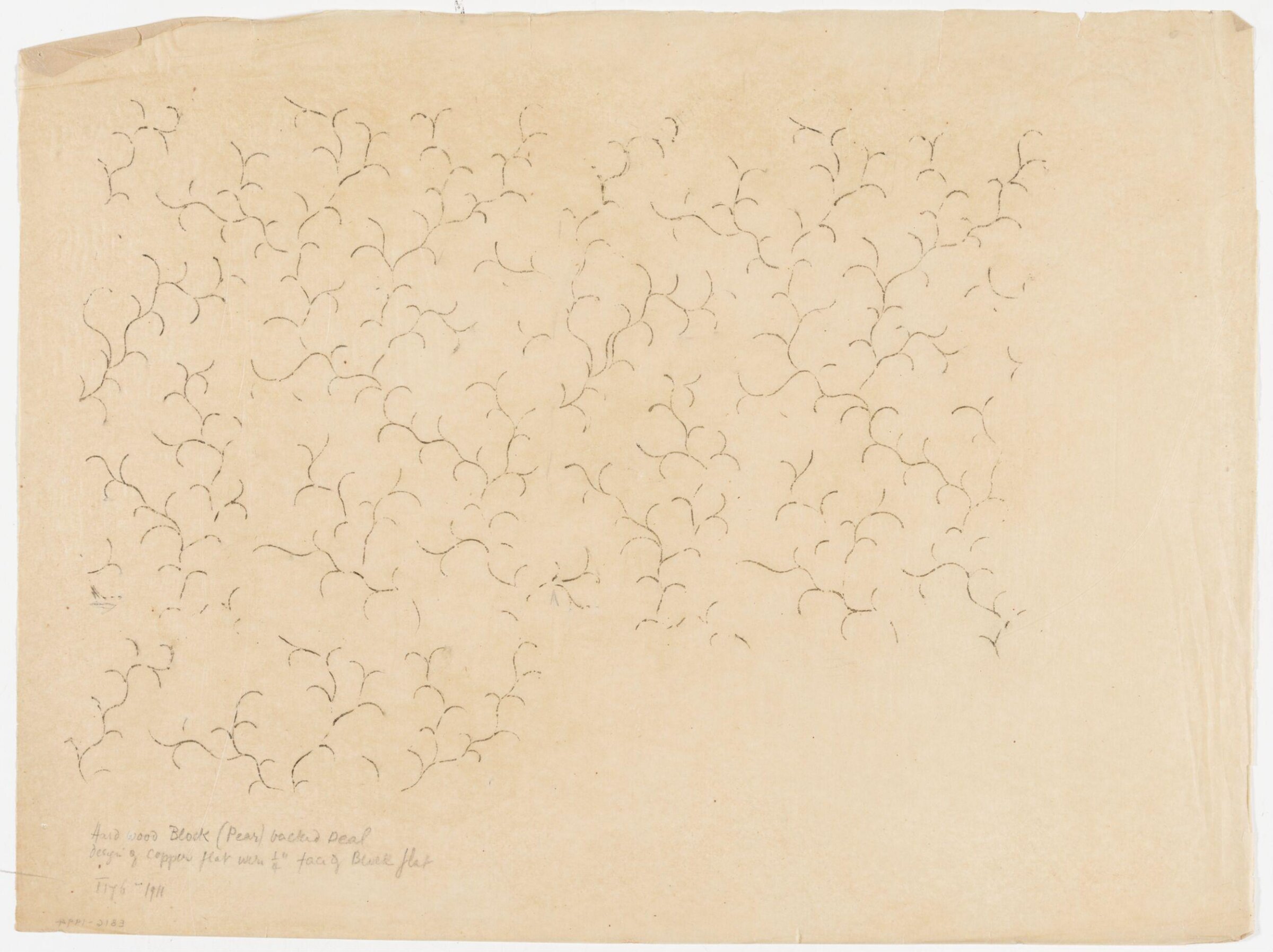 Impression from a wooden printing block, showing stylized stems., Albert Edward Hayes, 19th century