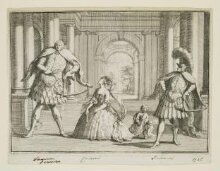 Gaetano Berenstadt as Flavio, Francesca Cassini as Emilia and Francesco Bernadi, or Senesino, in Handel's opera Flavio, King's Theatre Haymarket, 14 May 1723 thumbnail 1