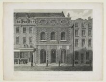 Exterior view of the Italian Opera House at the Haymarket as it appeared before the fire June 17 1789 thumbnail 1
