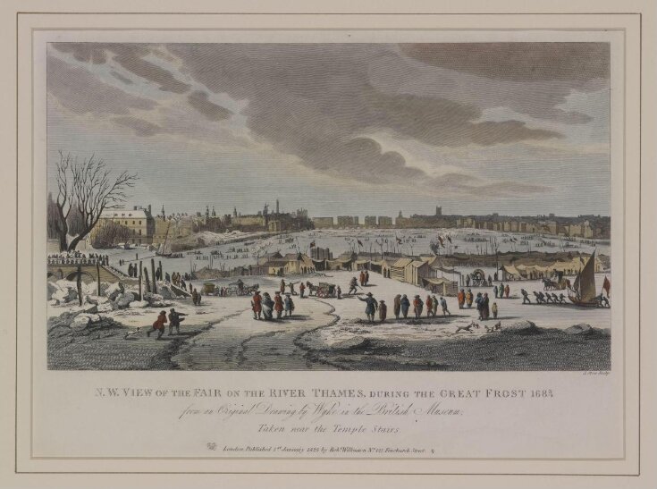 N.W. View of the Fair on the River Thames during the Great Frost 1683/4 from an Original Drawing by Wyke in the British Museum. Taken near Temple Stairs top image