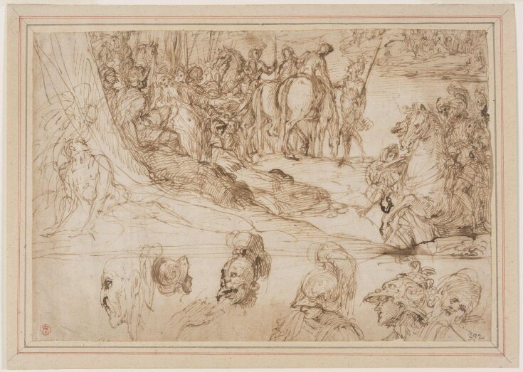 Constantine's dream of the Battle of Ponte Milvio; sketches of soldiers's heads in the foreground top image