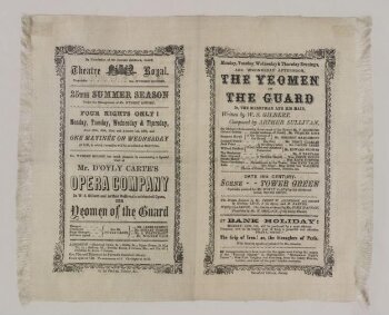 Silk programme for The Yeomen of the Guard