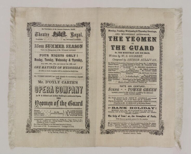 Silk programme for The Yeomen of the Guard image