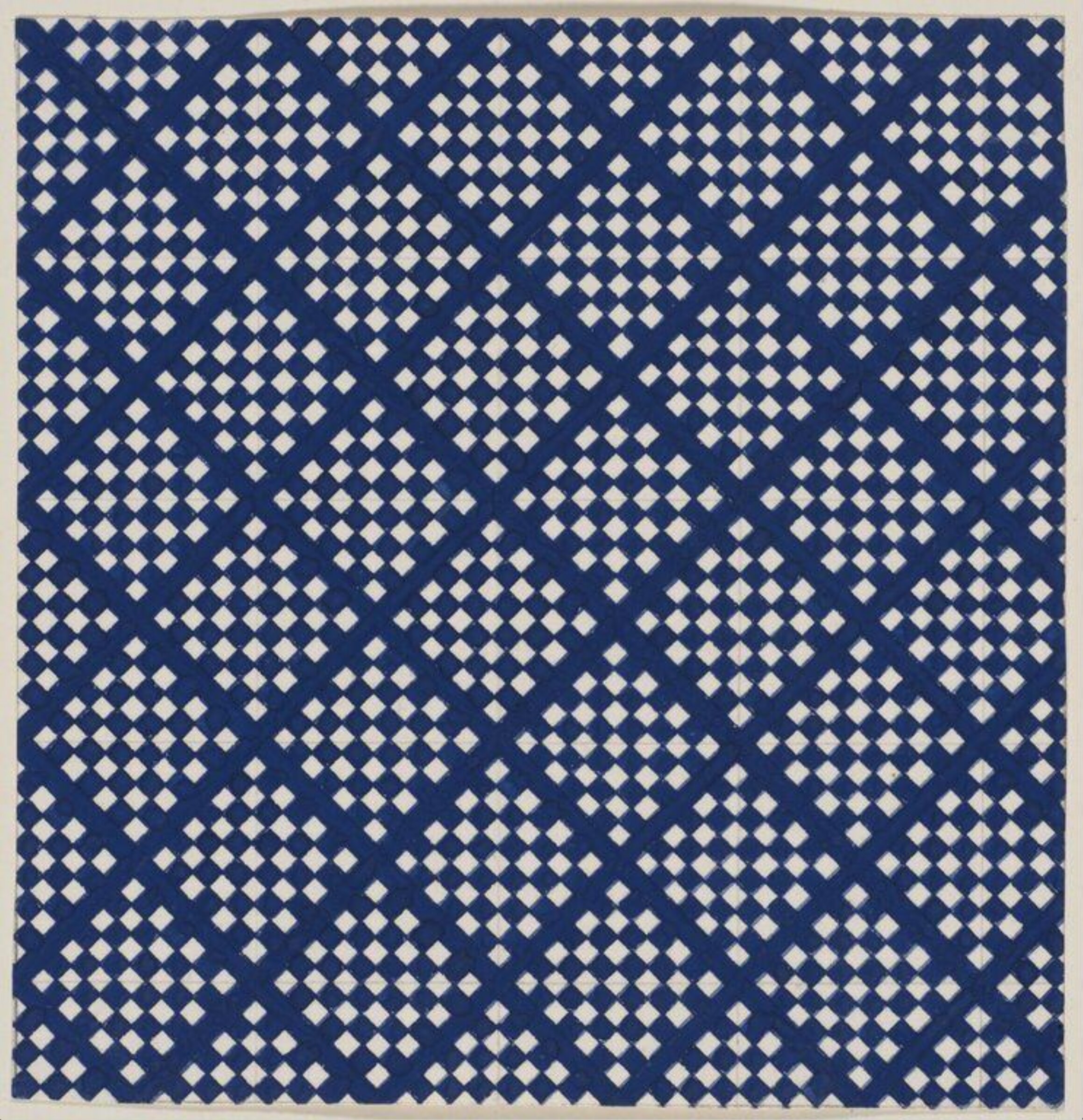 Design of a diaper pattern of blue small squares on a white ground, Jacob Dimoldenberg, ca. 1930
