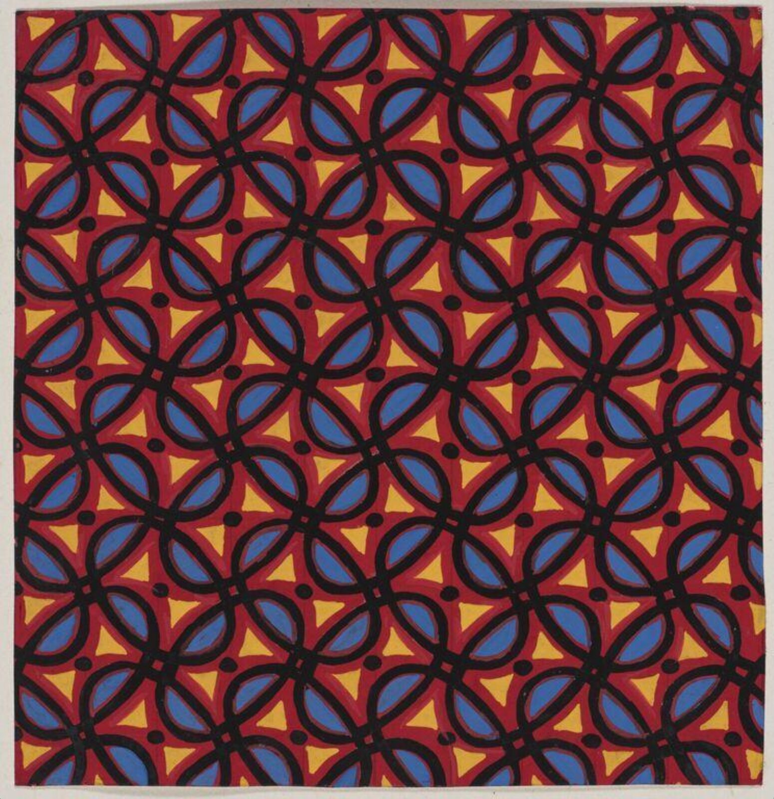 Design of interlocking oval shapes containing geometrical forms., Jacob Dimoldenberg, ca. 1930