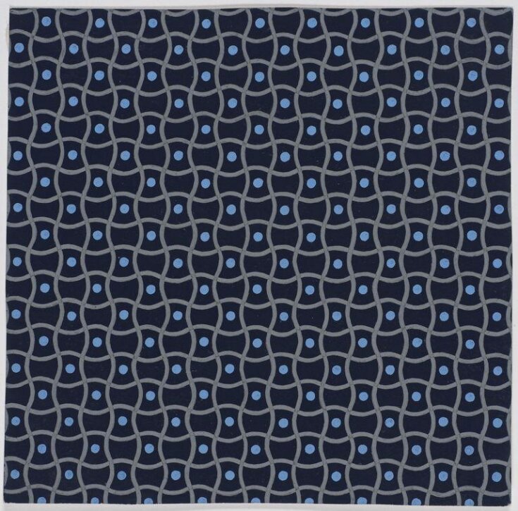 Design of a net pattern alternately infilled with light blue dots. top image