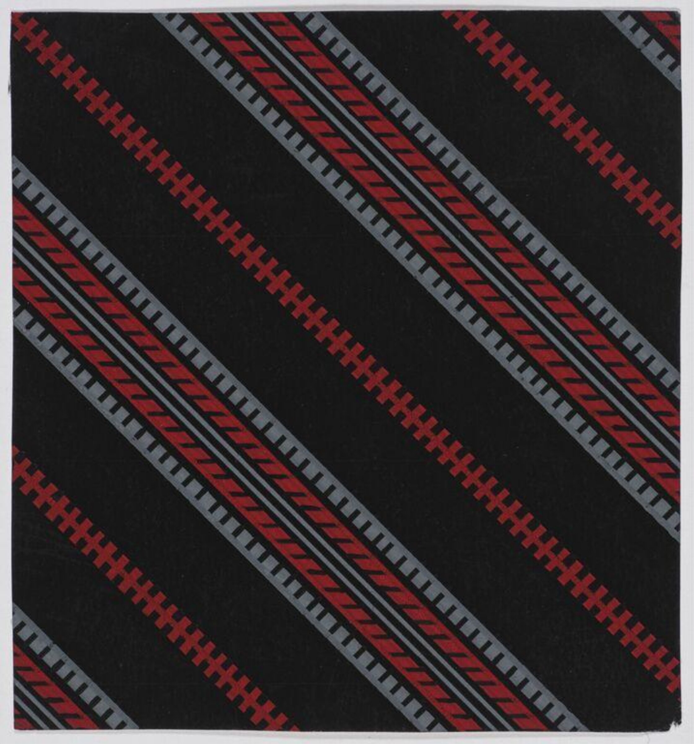 Design of diagonal stripes containing stylized herringbone patterns., Jacob Dimoldenberg, ca. 1930
