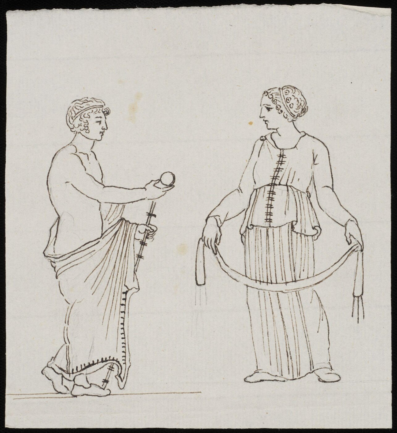 Unknown, A male and female figure in Greek peasant dress