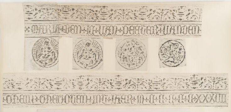 Rubbing of inscription, ornament, and medallions on sanctus bell of Whalley Church top image