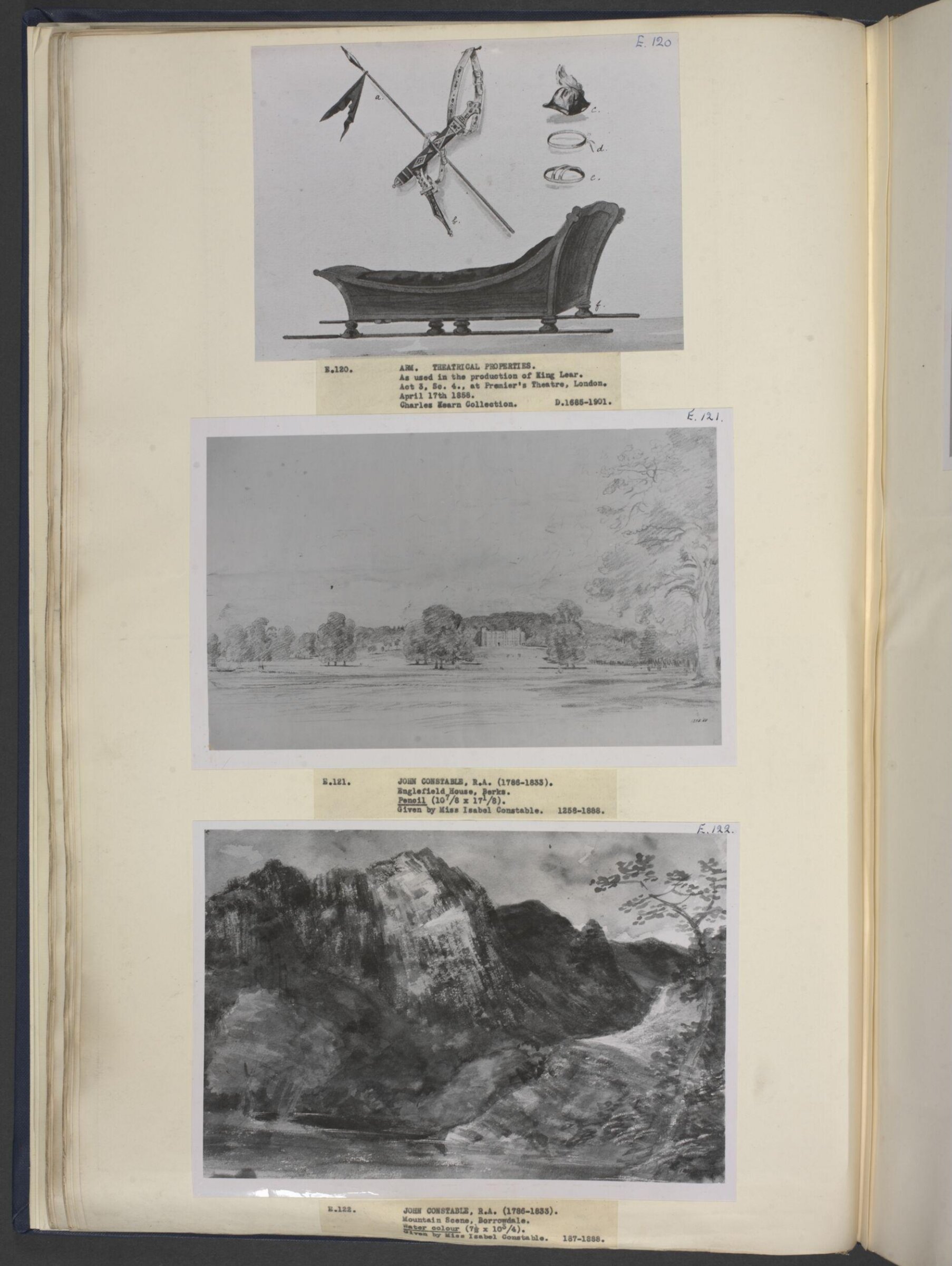 drawing of scenery and props in King Lear, William Telbin, 1851-1859