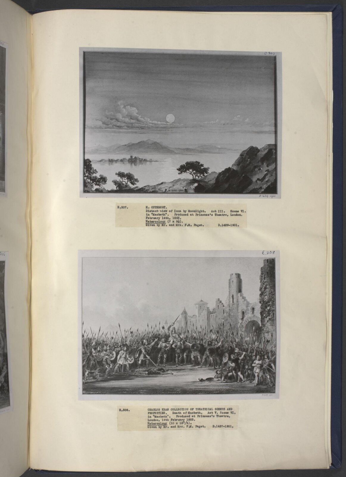design for scenery in Macbeth, H. Cuthbert, 1852-1858