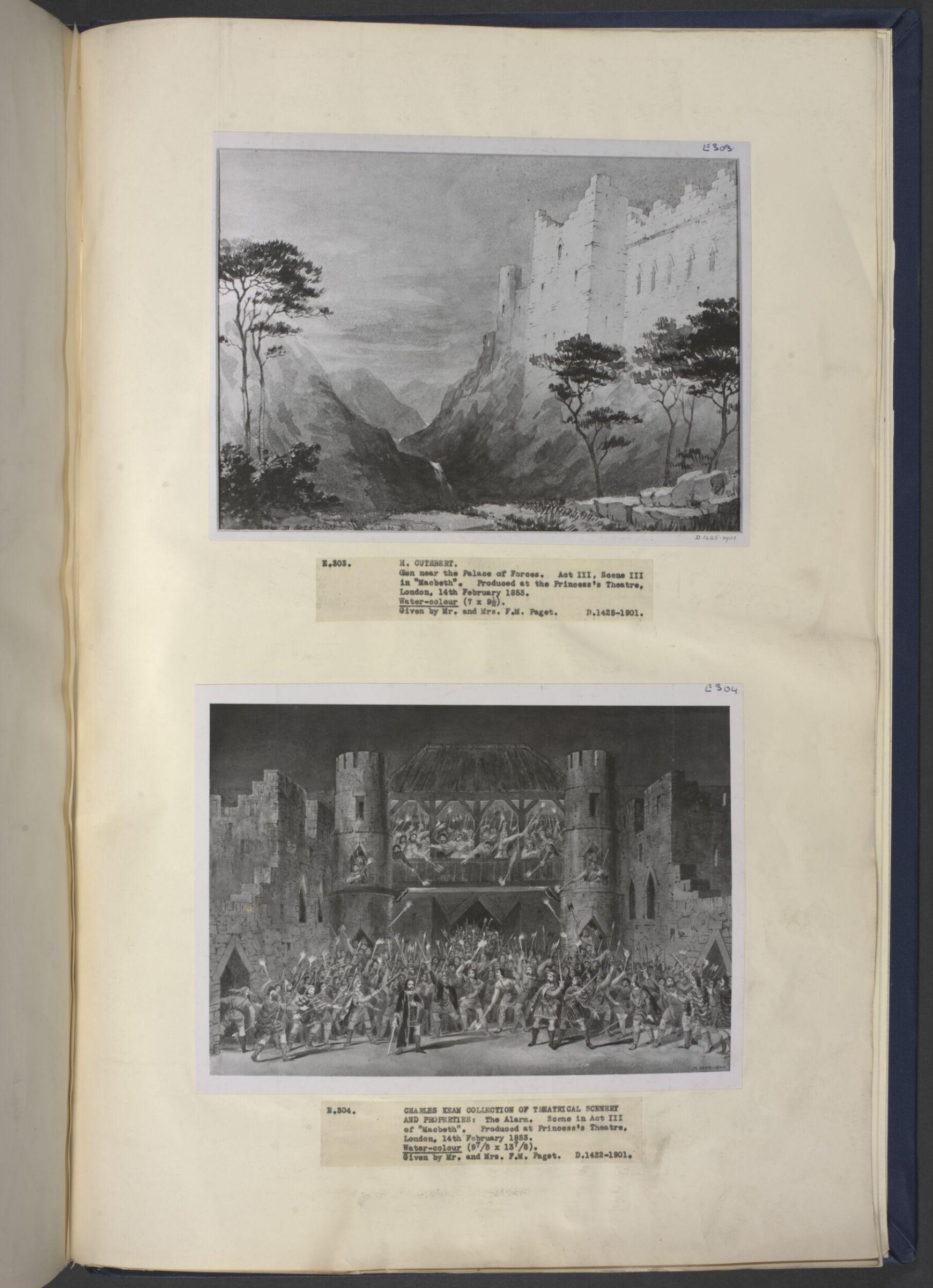 design for scenery in Macbeth, H. Cuthbert, 1852-1858