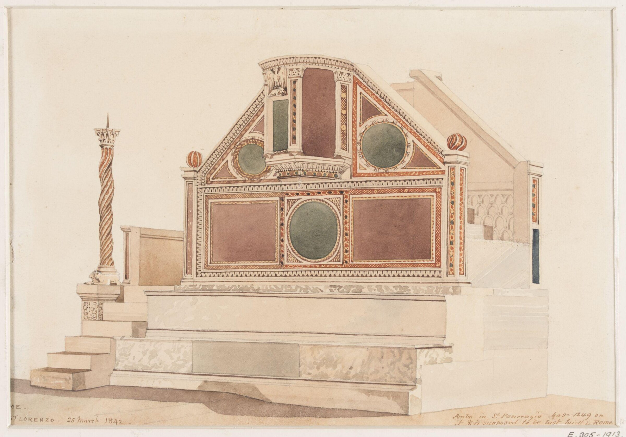 Ambo in the Church of S. Lorenzo, Rome, Thomas Hayter Lewis, 25/03/1842