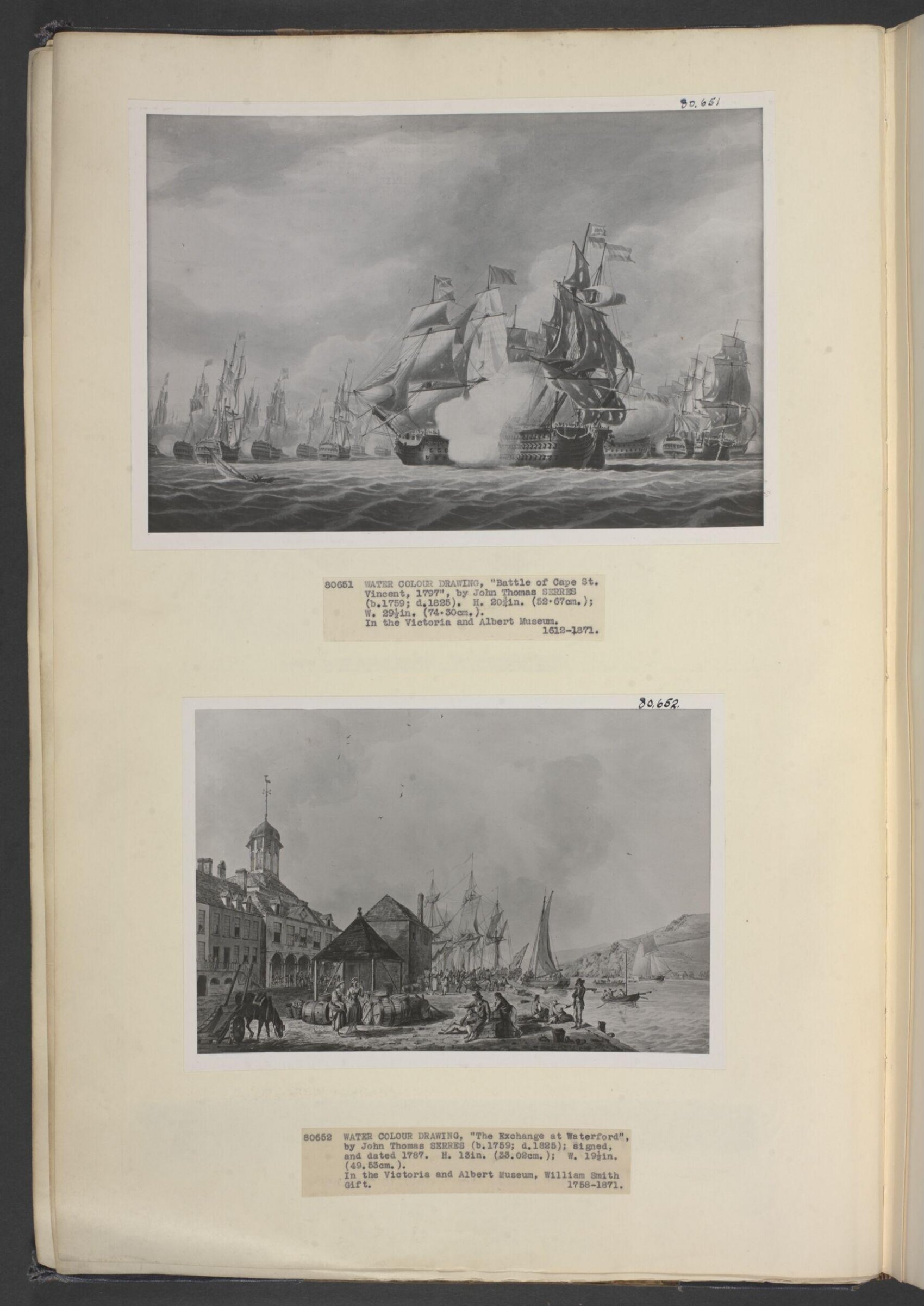 Battle of Cape St. Vincent, Sir John Jervis raking the Spanish Vice-Admiral's ship, Serres, ca. 1797