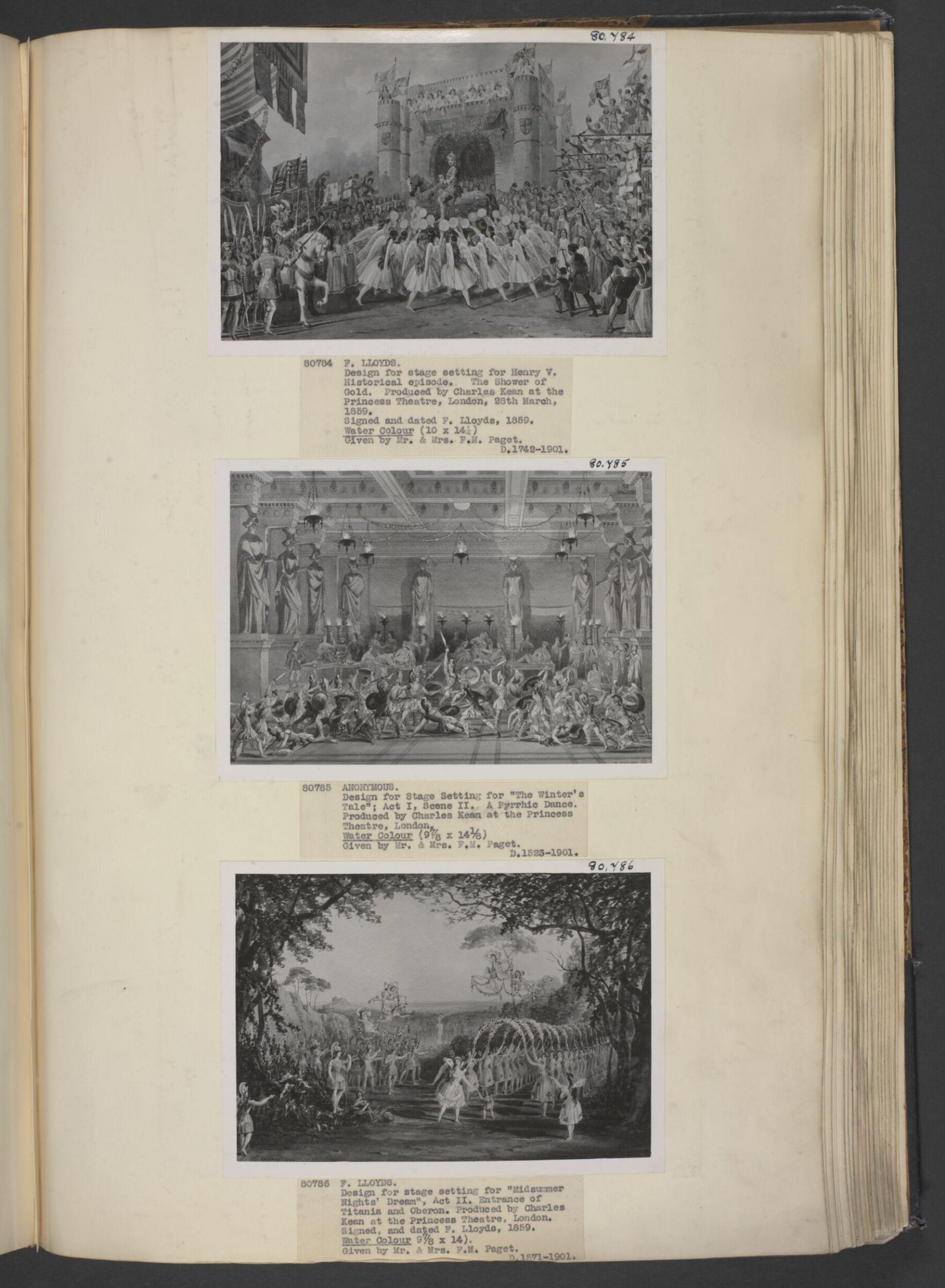 drawing of scenery and props in A Winter's Tale, William Telbin, 1851-1859