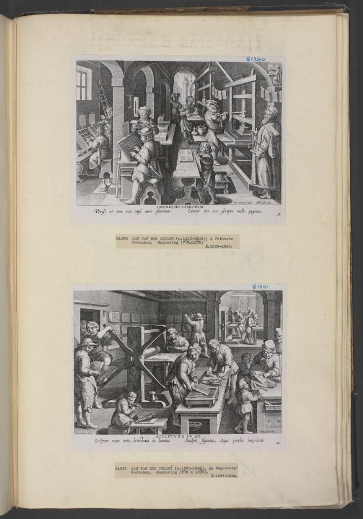 Nova Reperta [New Inventions of Modern Times] Plate 19: The Invention of Copper Engraving  top image