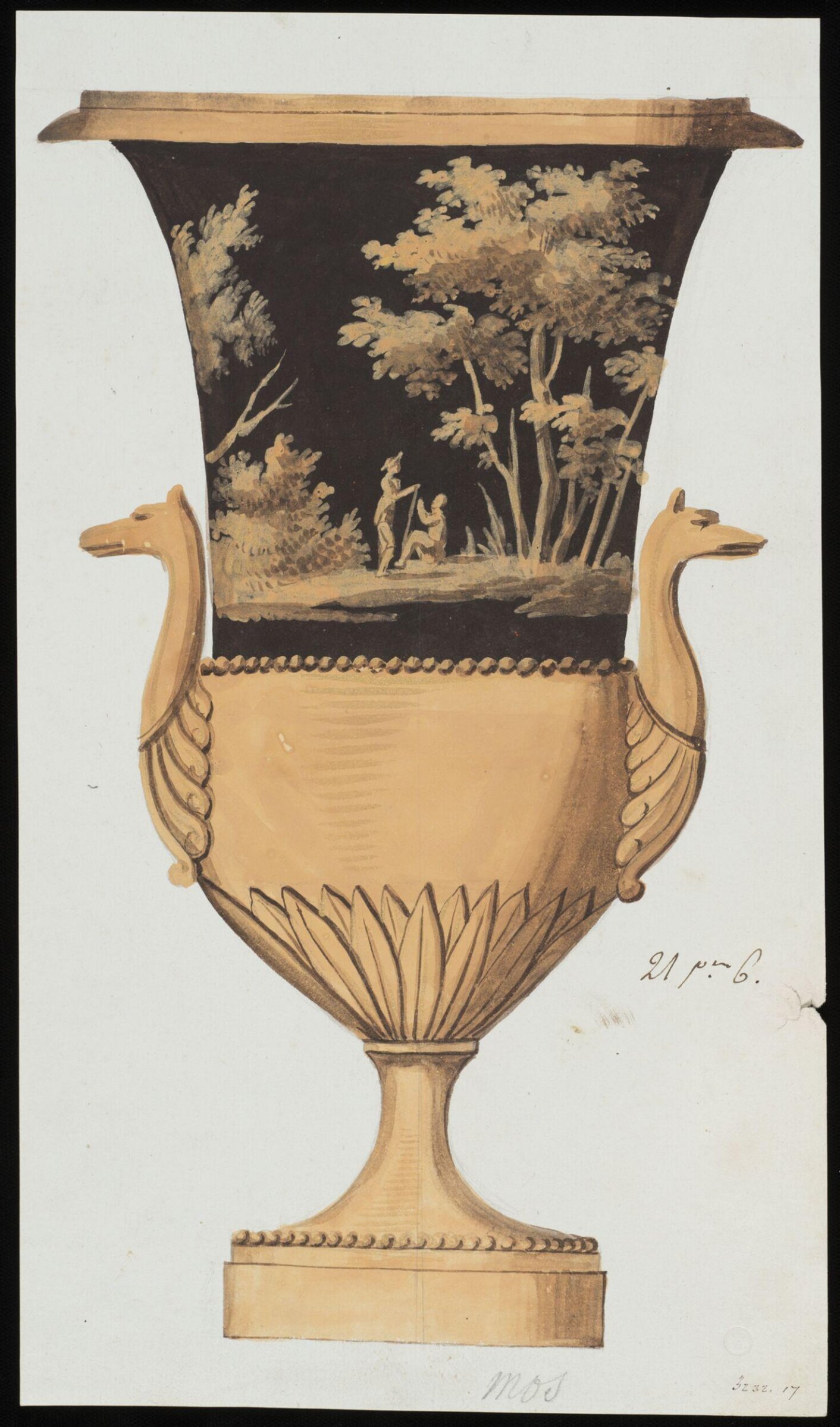 Drawing, Dagoty porcelain factory, circa 1800
