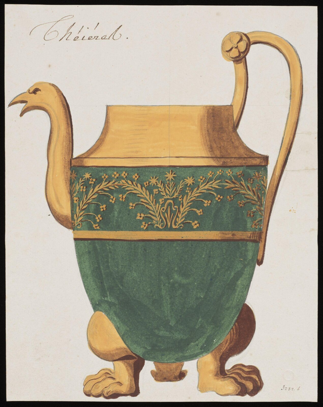 Drawing, Dagoty porcelain factory, circa 1800