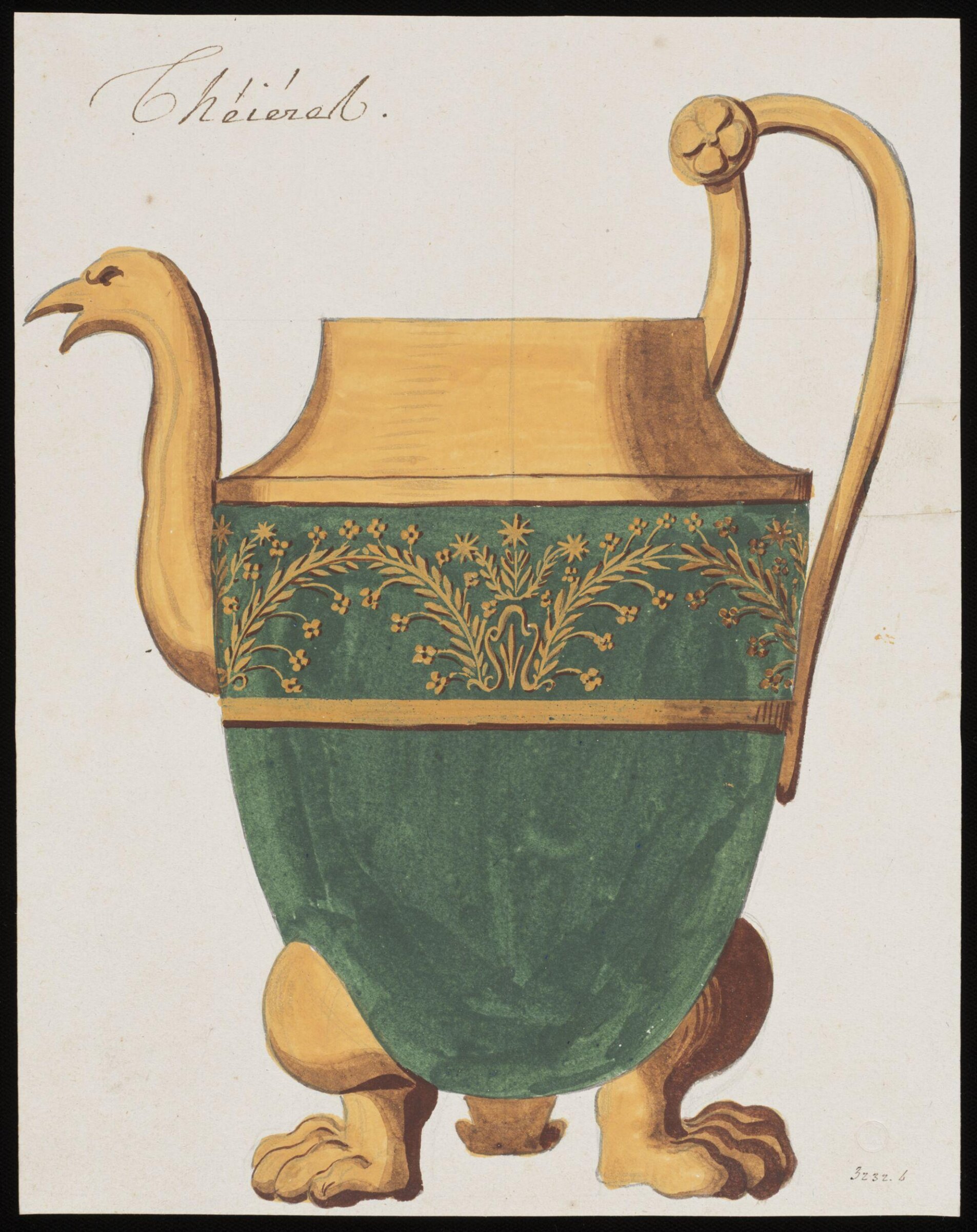 Drawing, Dagoty porcelain factory, circa 1800