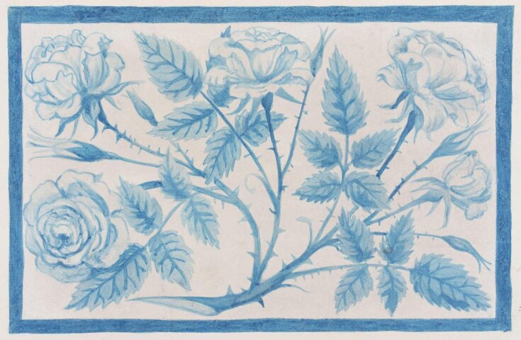 Painted photograph of a tile design for the Grill Room, South Kensington Museum top image