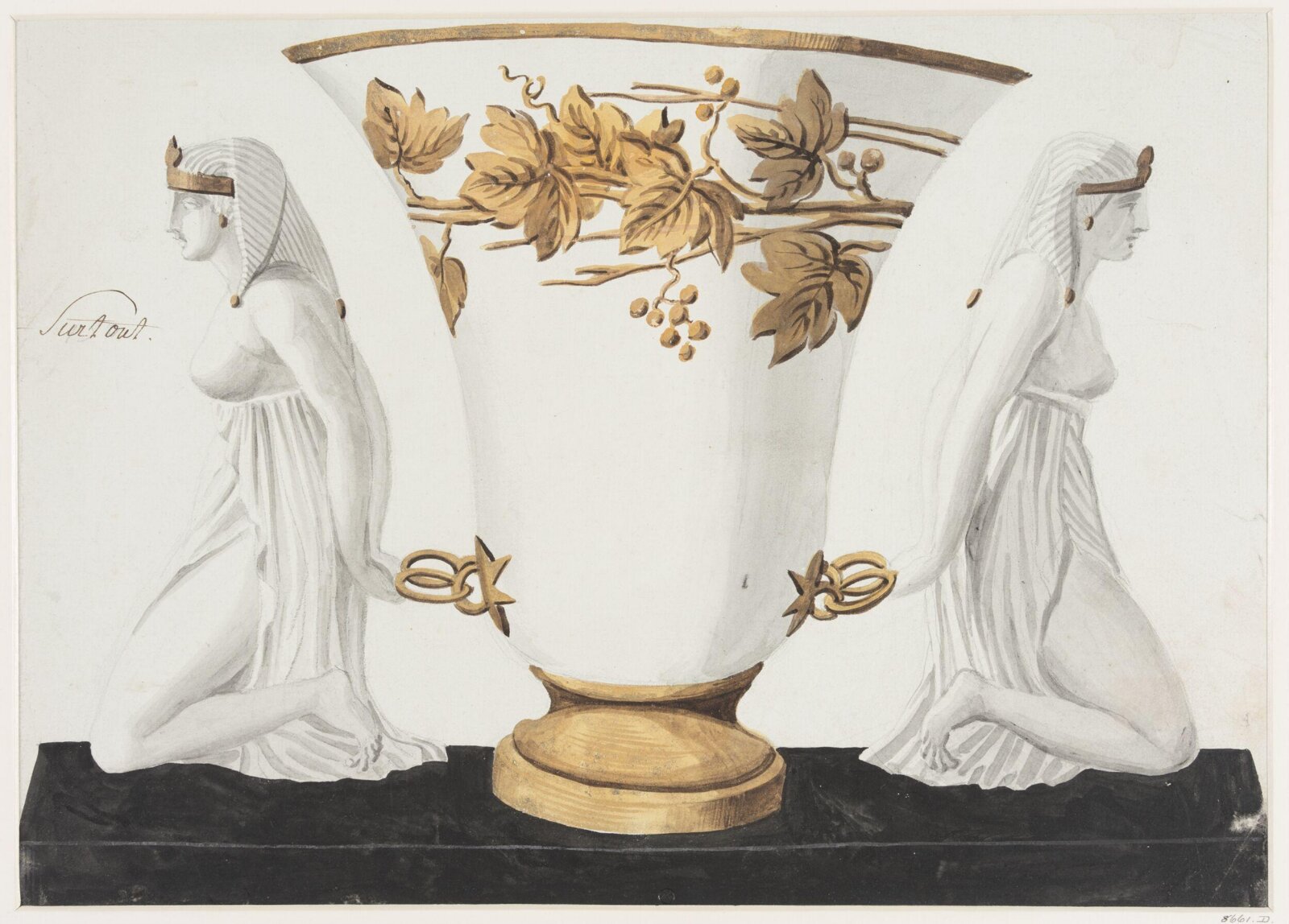 Drawing, Dagoty porcelain factory, circa 1800