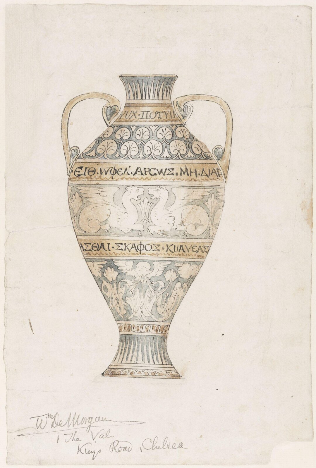 Drawing, William De Morgan, late 19th century