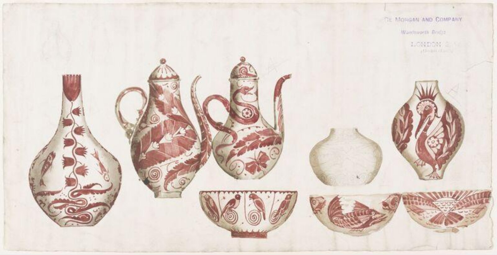 Drawing, William De Morgan, late 19th century