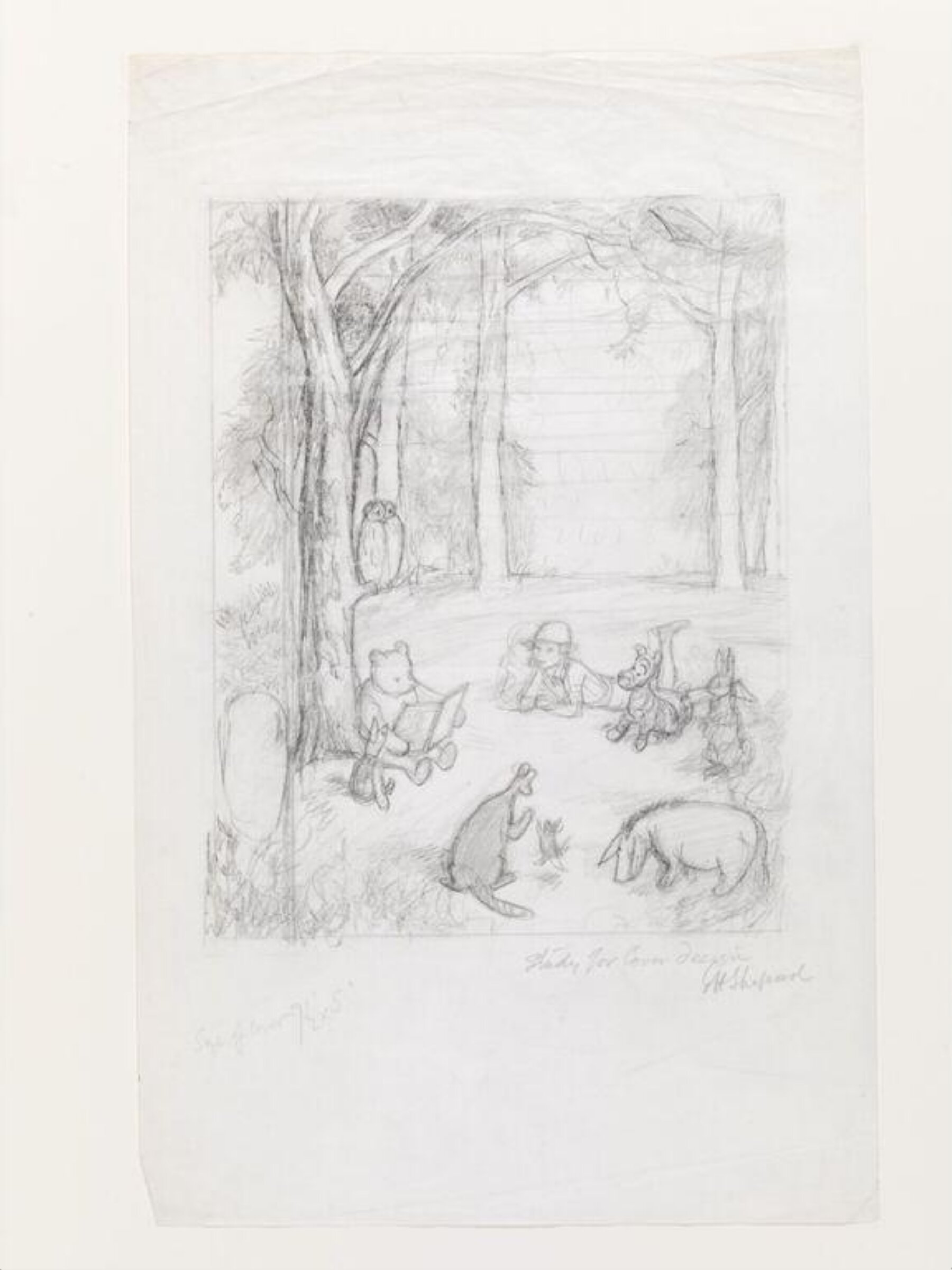 Sketch for the dust jacket of 'The Christopher Robin Story Book', E. H. Shepard, ca. 1966
