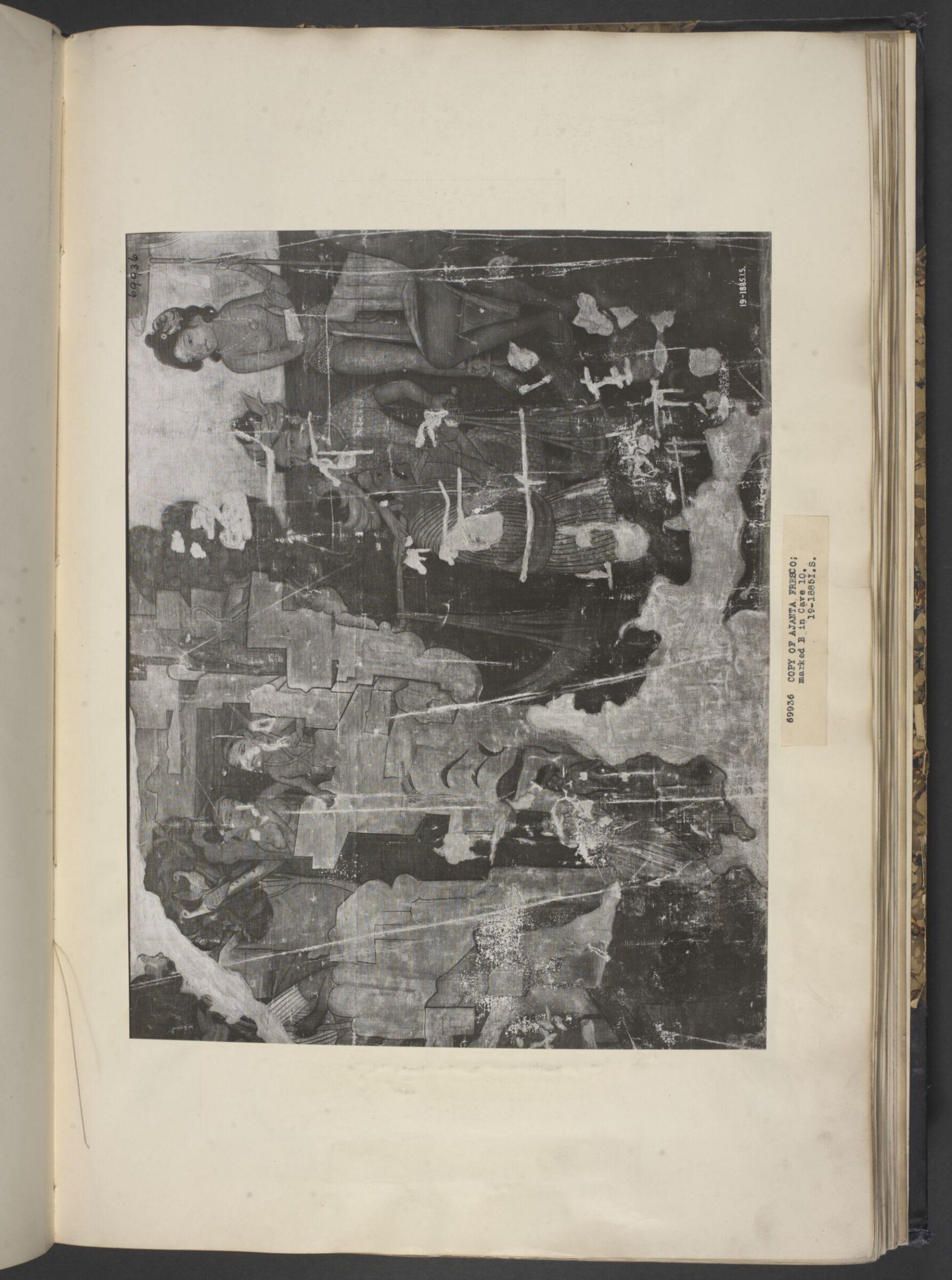 Copy of painting inside the caves of Ajanta (Cave 1), John Griffiths, 1874-1875