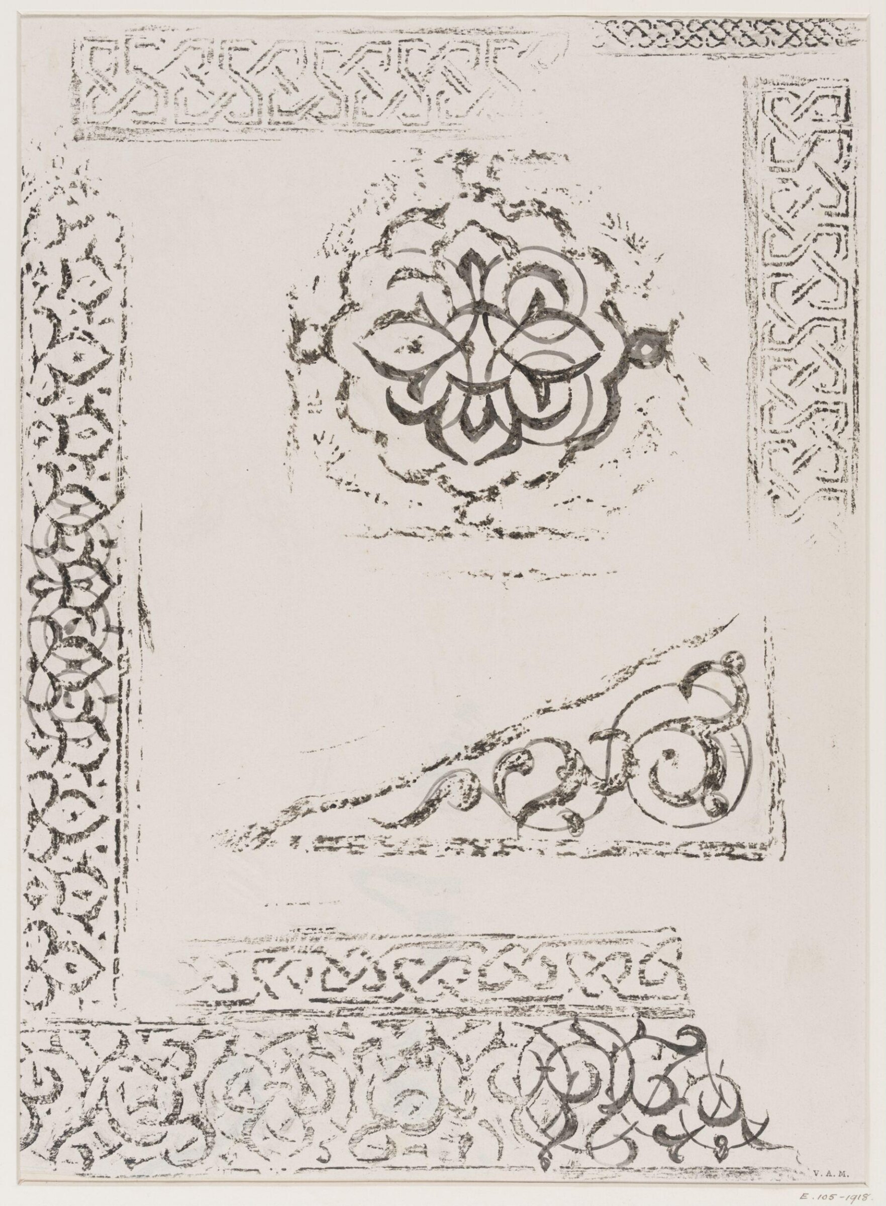 Rubbing of Arabic Ornament, John Dibblee Crace, 1868-69