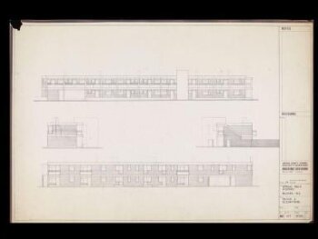 London County Council Architect's Department, Housing Division (George Finch, job architect): Spring Walk (now Pauline House), Old Montague Street, Whitechapel, London: Block II (lowrise): elevations