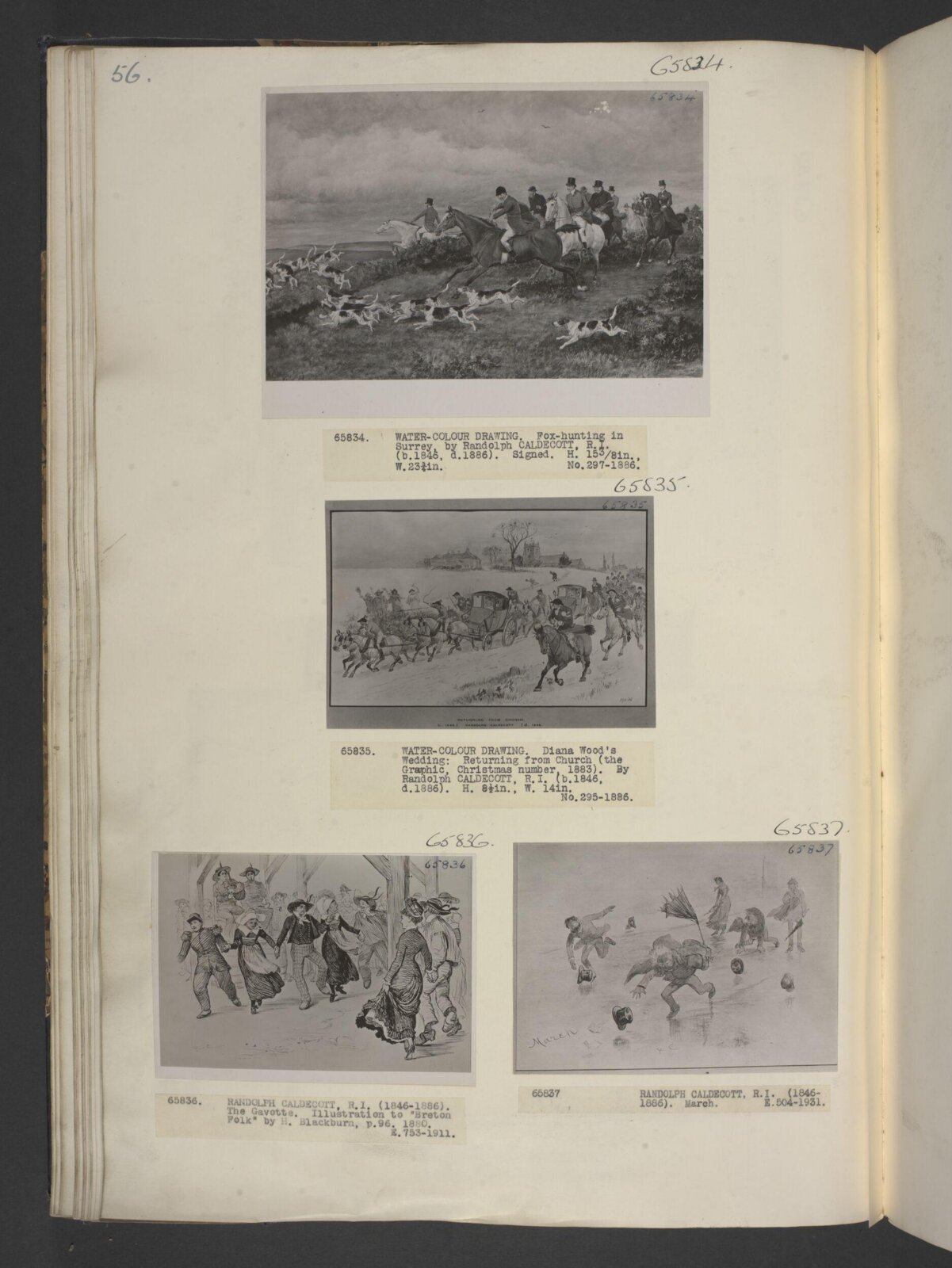 Fox hunting in Surrey, Randolph Caldecott, ca. 1865-86