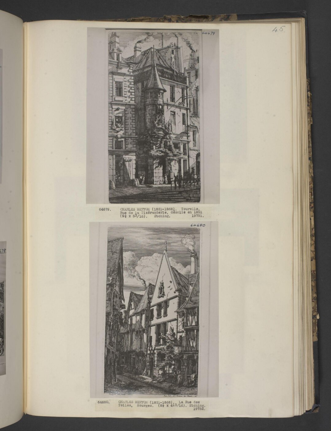 Meryon, Charles, House with a turret, Rue de la Tixéranderie, demolished in 1851
