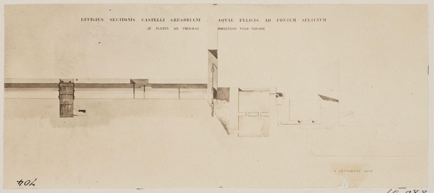 Parker, John Henry, Aqueducts - Section of a Castellum of the Aqua Felice behind the Fountain of the Termini, in the Thermae of Diocletian