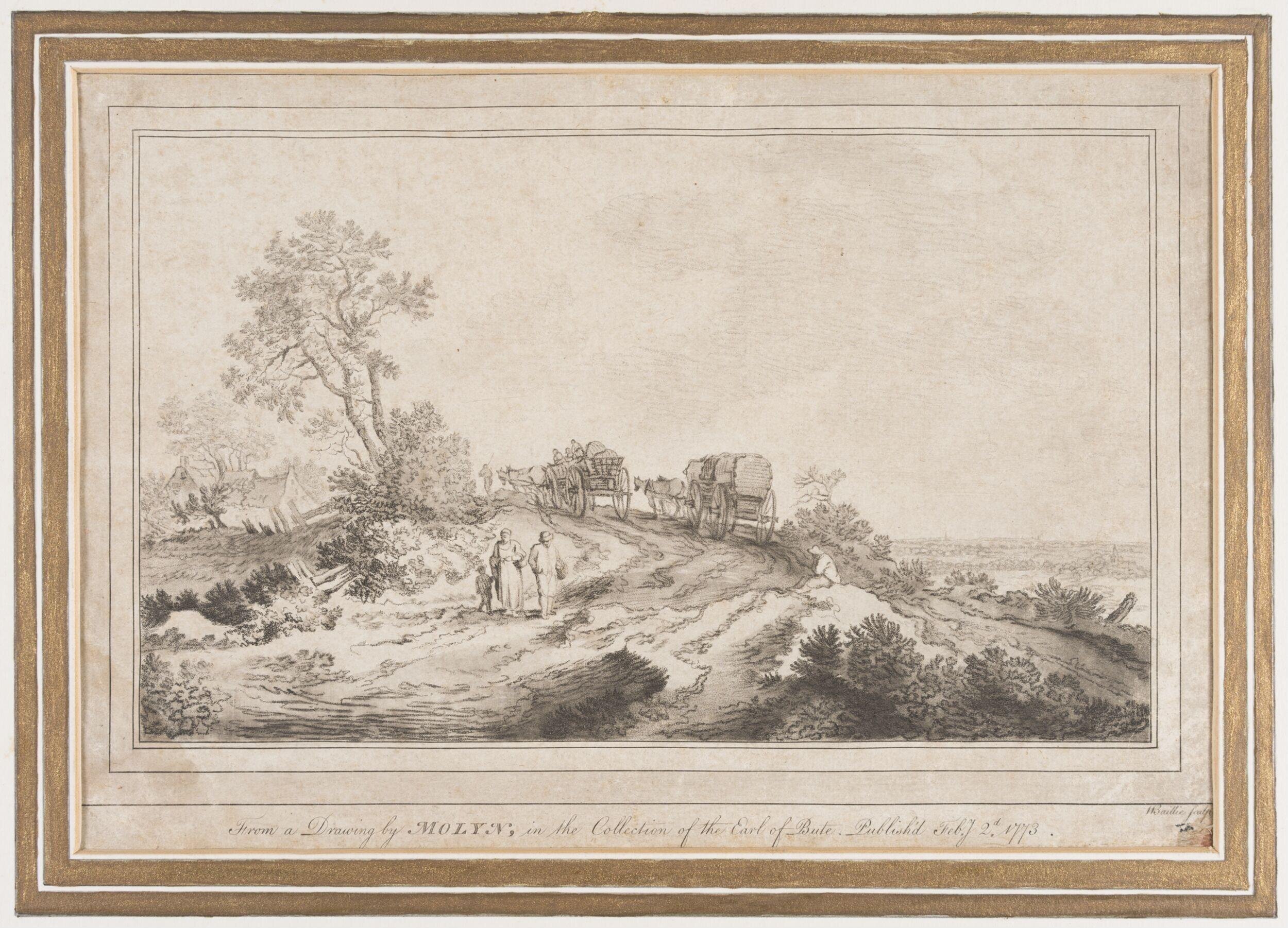 Landscape with two carts on a road