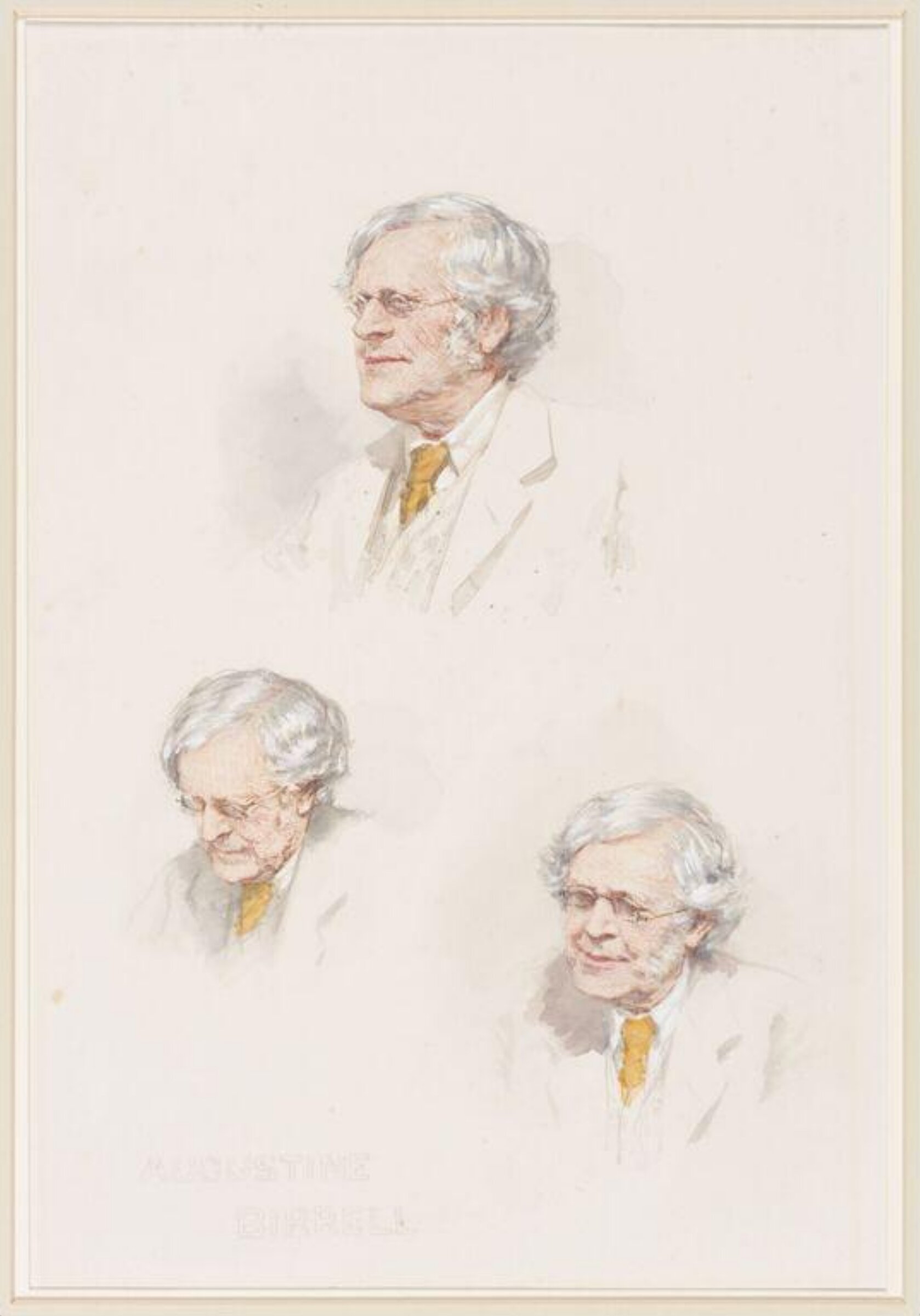 3 portrait sketches of Augustine Burrell, Louie Burrell, ca.1923-7