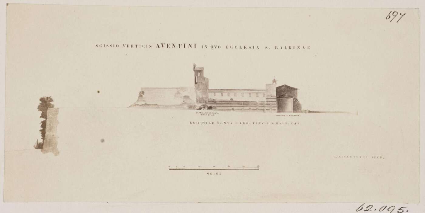 Parker, John Henry, Churches - Section of part of the Pseudo-Aventine, with the Church of S. Balbina and buildings adjacent.