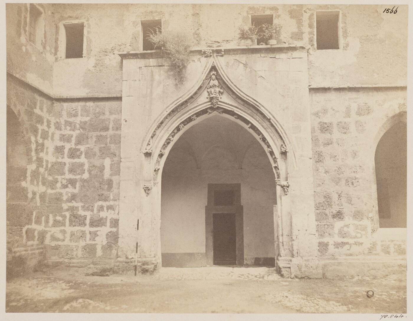 Parker, John Henry, Out of Rome - Subiaco, Gothic Archway in the Cloister of S. Scholastica, A.D. 1235, with figure of the Madonna.