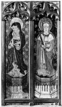 Nun (panel 1) and Saint Helen (panel 2) (part of a screen from Tatterford Church, Norkfolk) thumbnail 1