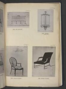 Design for an oval-back chair with red upholstery from; A Miscellaneous Collection of Original Designs, made, and for the most part executed, during an extensive Practice of many years in the first line of his Profession, by John Linnell, Upholserer Carver & Cabinet Maker. Selected from his Portfolios at his Decease, by C. H. Tatham Architect. AD 1800. thumbnail 1