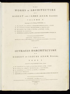 The works in architecture of Robert and James Adam