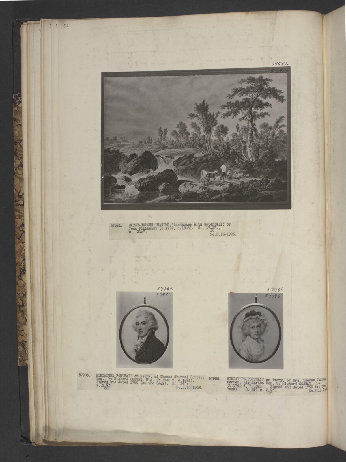 Landscape with waterfall, Pillement, late 18th century