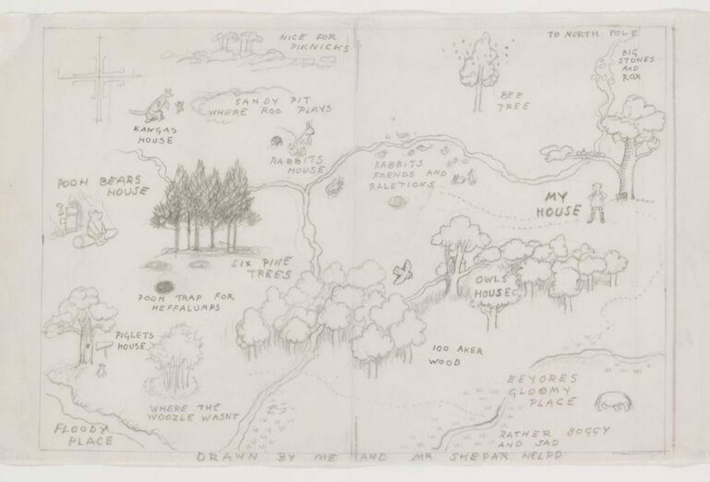 A map of the Hundred-Acre Wood, E. H. Shepard, 1926